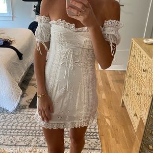 For love and lemons white eyelette mini dress